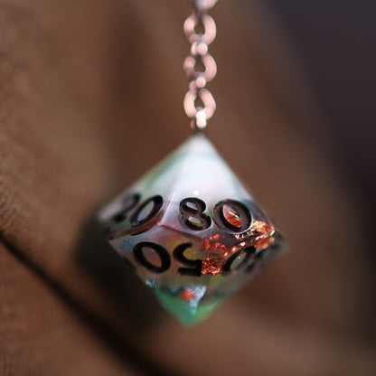 Dice Hair Stick - Wooden Stick with a Funky Rainbow Teal D100