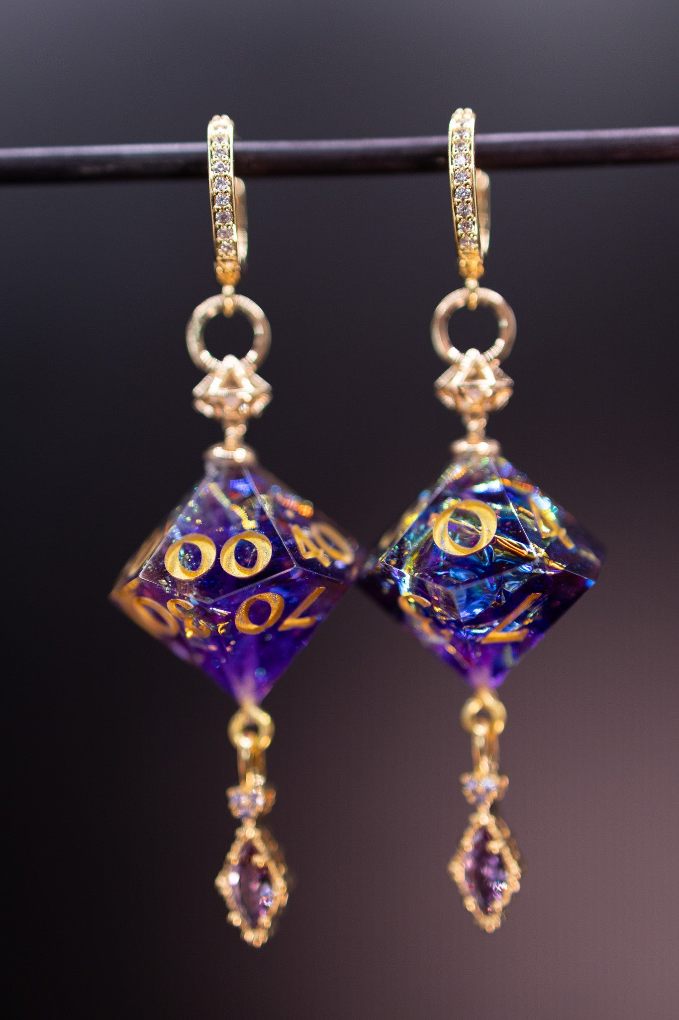 Royal Purple Court Gold D10 and D100 Earrings