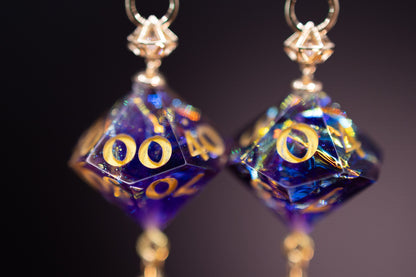 Royal Purple Court Gold D10 and D100 Earrings
