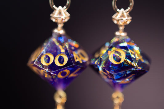Royal Purple Court Gold D10 and D100 Earrings