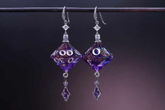 Royal Purple Court Silver D10 and D100 Earrings