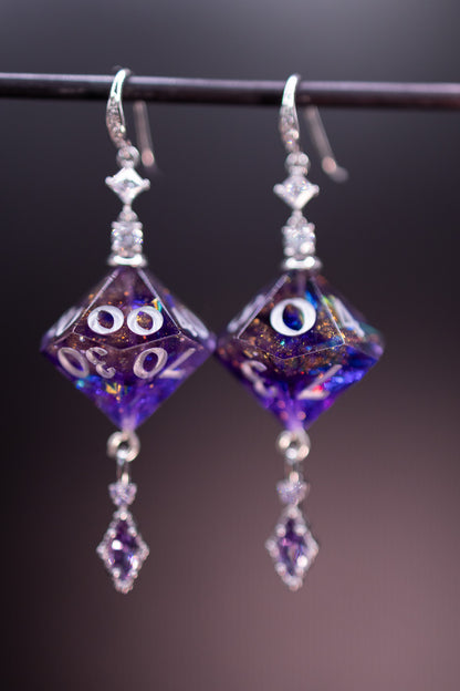 Royal Purple Court Silver D10 and D100 Earrings