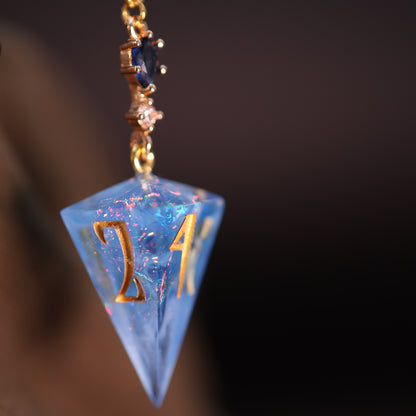 Dice Hair Sword - Gold & Black Sword with a Electric Blue D4