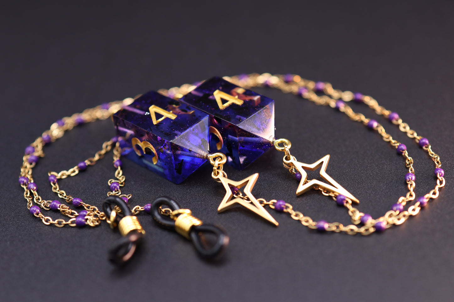 Gold Eyewear Chain Black Knight Dice