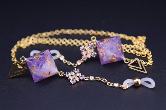 Gold Eyewear Chain Lavender Court Dice
