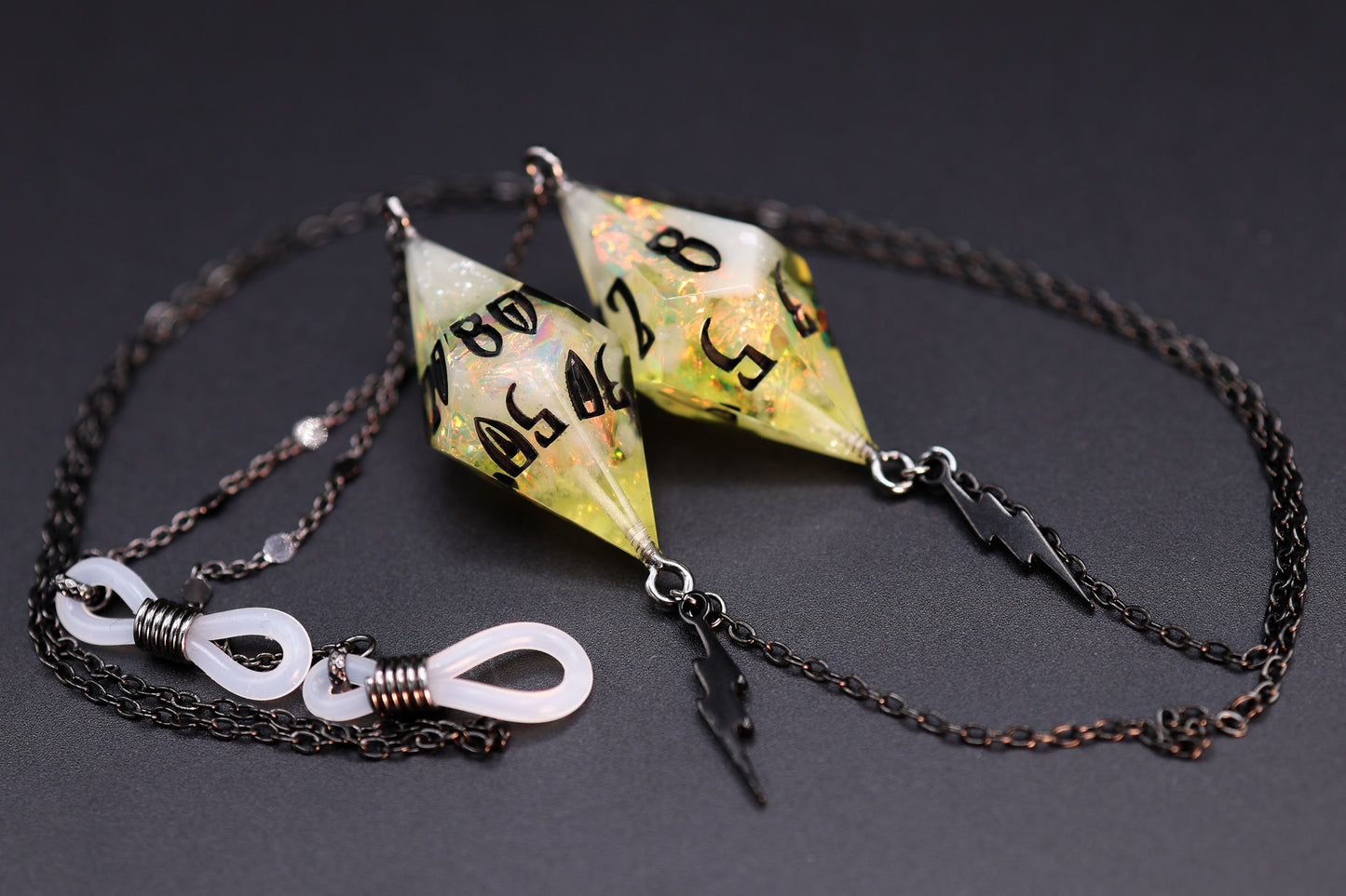 Black Eyewear Chain Toxic Yellow Dice