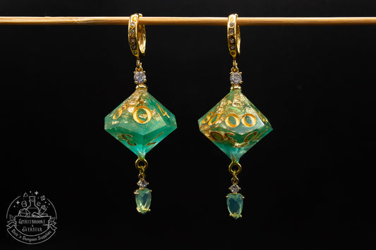 Jungle Treasure D10 and D100 Earrings 24K Gold plated Sterling Silver + Swarovski Crystal