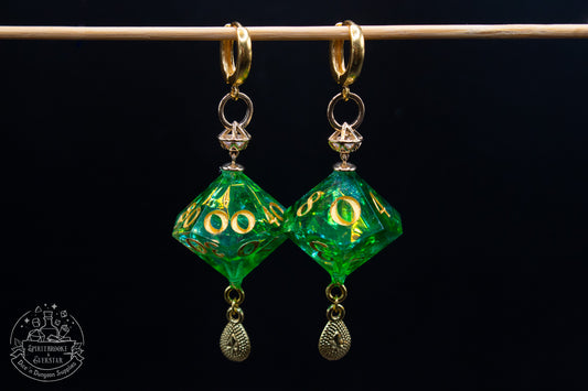 Forrest Elf D10 and D100 Earrings 24K Gold plated Sterling Silver