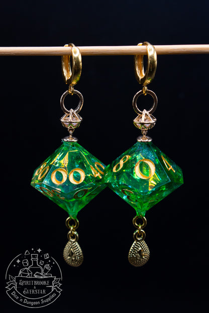 Forest Elf D10 and D100 Earrings 24K Gold plated Sterling Silver