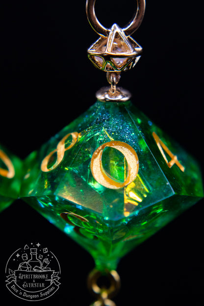 Forest Elf D10 and D100 Earrings 24K Gold plated Sterling Silver