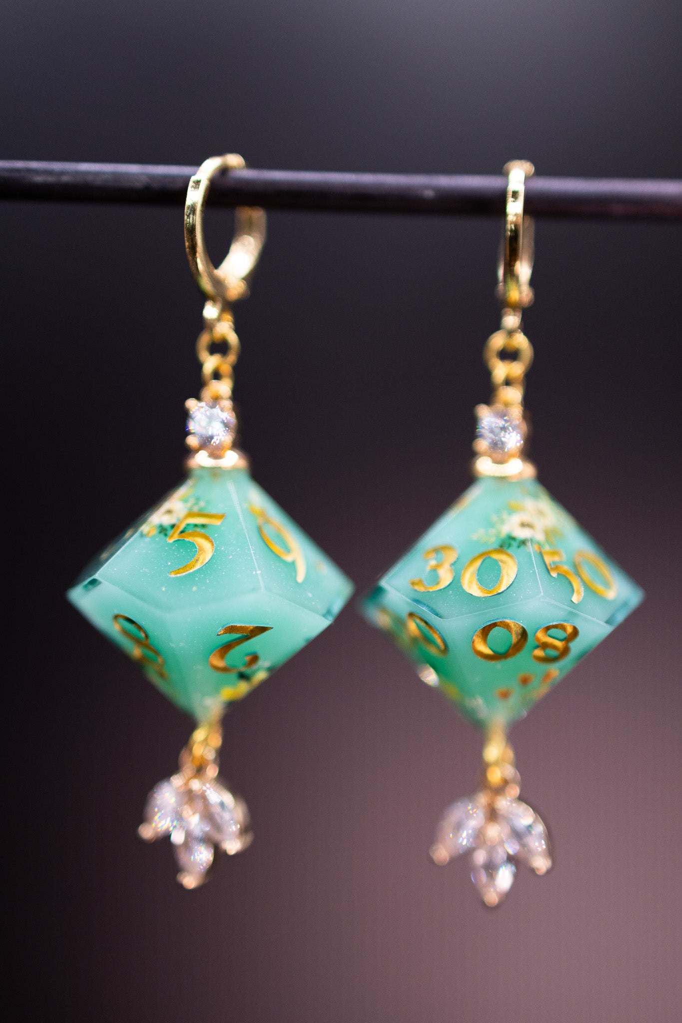 Bright Wild Mint D10 and D100 Earrings