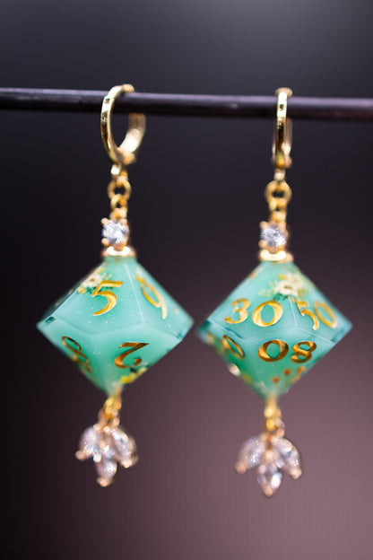 Bright Wild Mint D10 and D100 Earrings