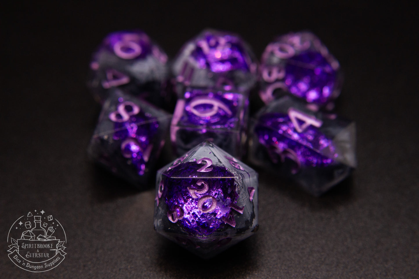 Purple Polyhedral Geode Dice