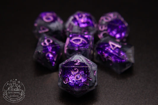Purple Polyhedral Geode Dice