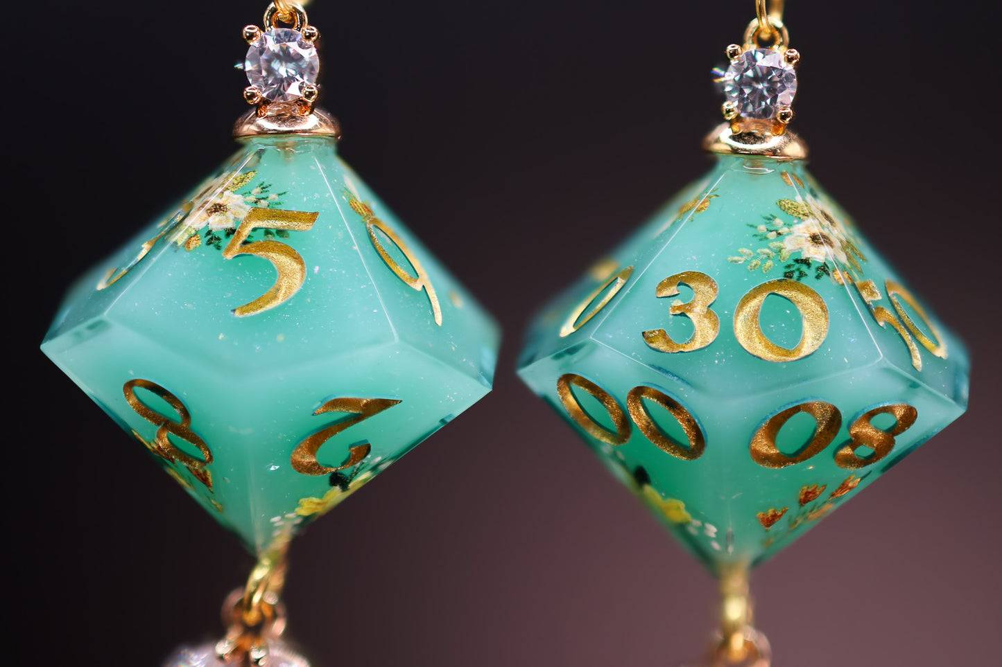 Bright Wild Mint D10 and D100 Earrings