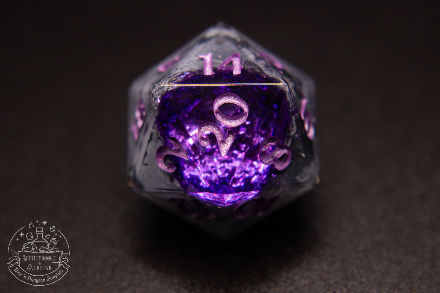 Purple Polyhedral Geode Dice