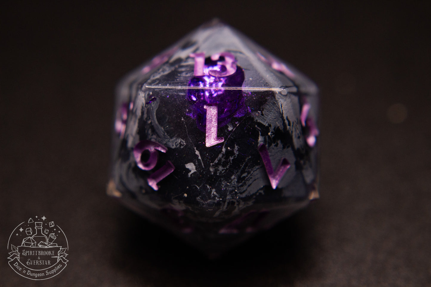 Purple Polyhedral Geode Dice