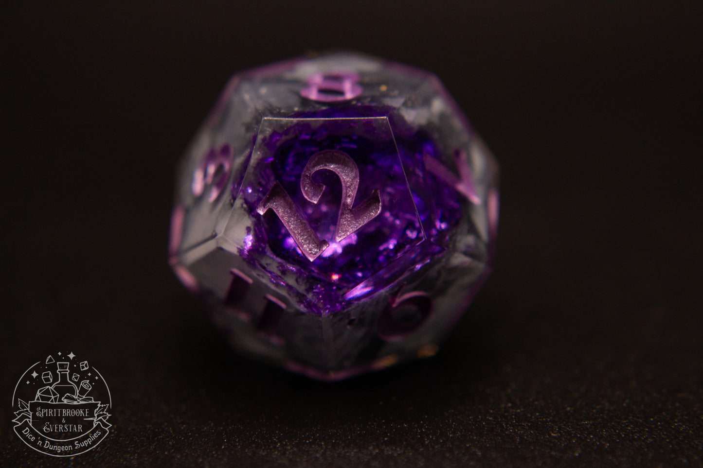 Purple Polyhedral Geode Dice