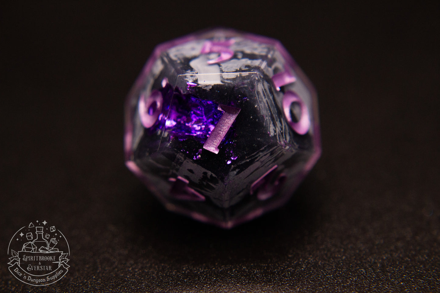 Purple Polyhedral Geode Dice