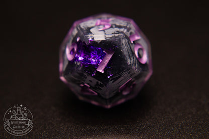 Purple Polyhedral Geode Dice