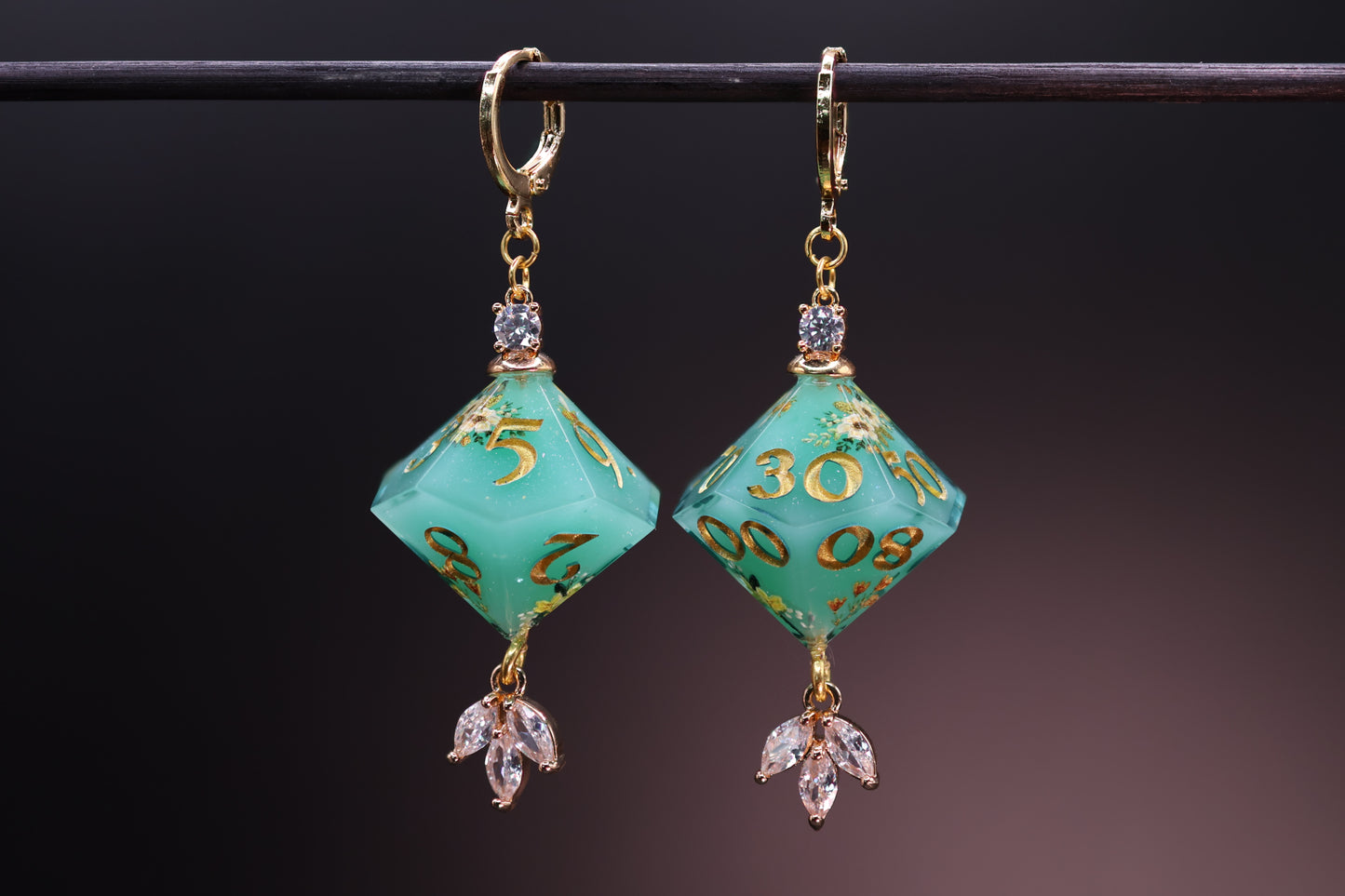 Bright Wild Mint D10 and D100 Earrings