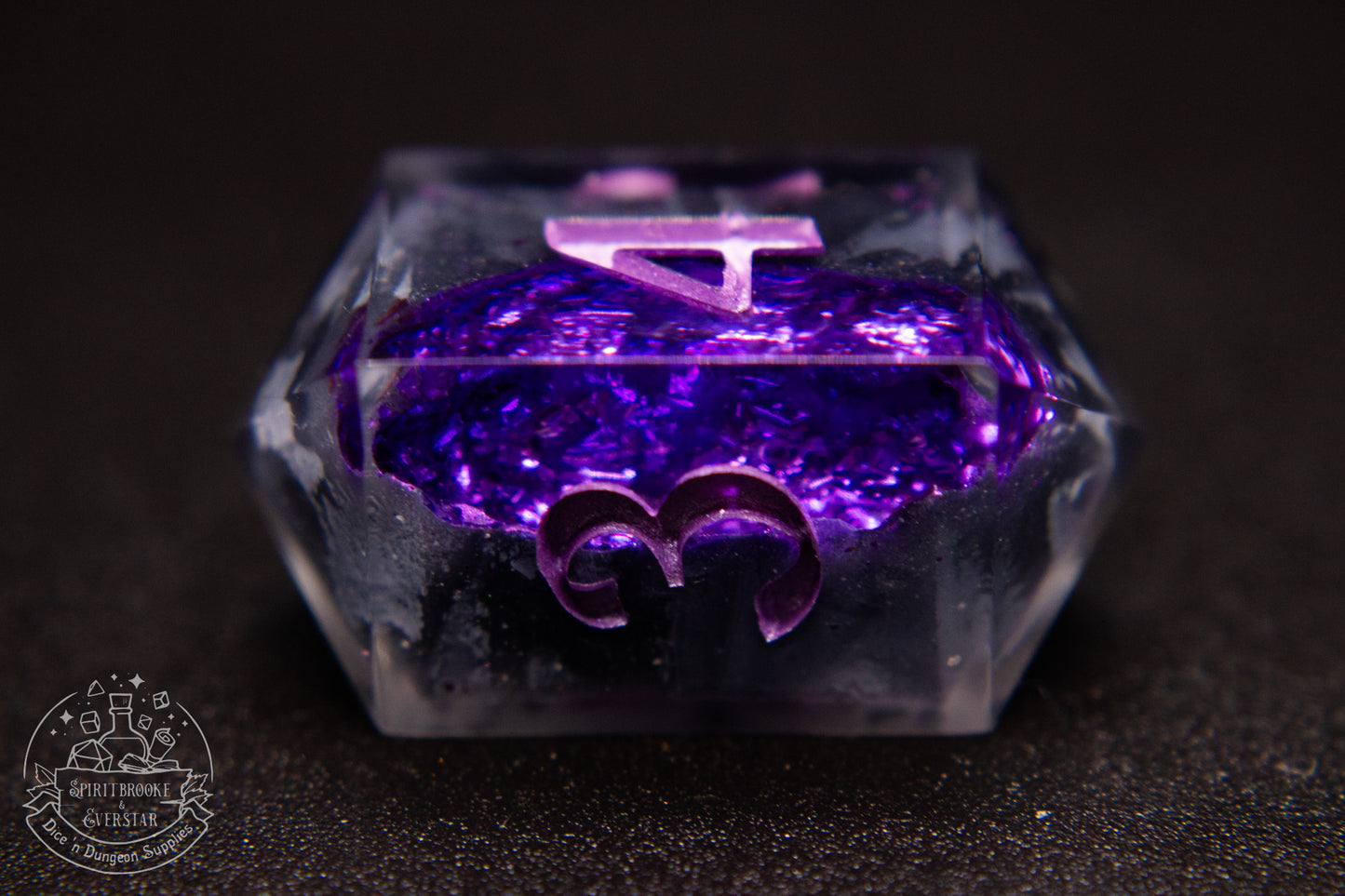 Purple Polyhedral Geode Dice