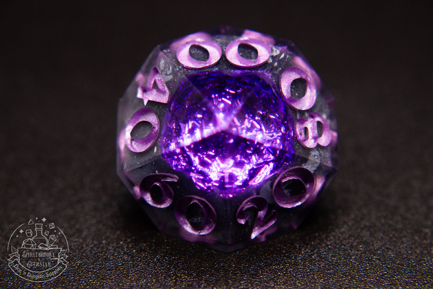 Purple Polyhedral Geode Dice