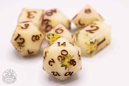 Lemonblossom Polyhedral Dice set