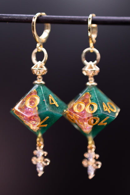 Heart of the Fey D10 and D100 Geode Earrings
