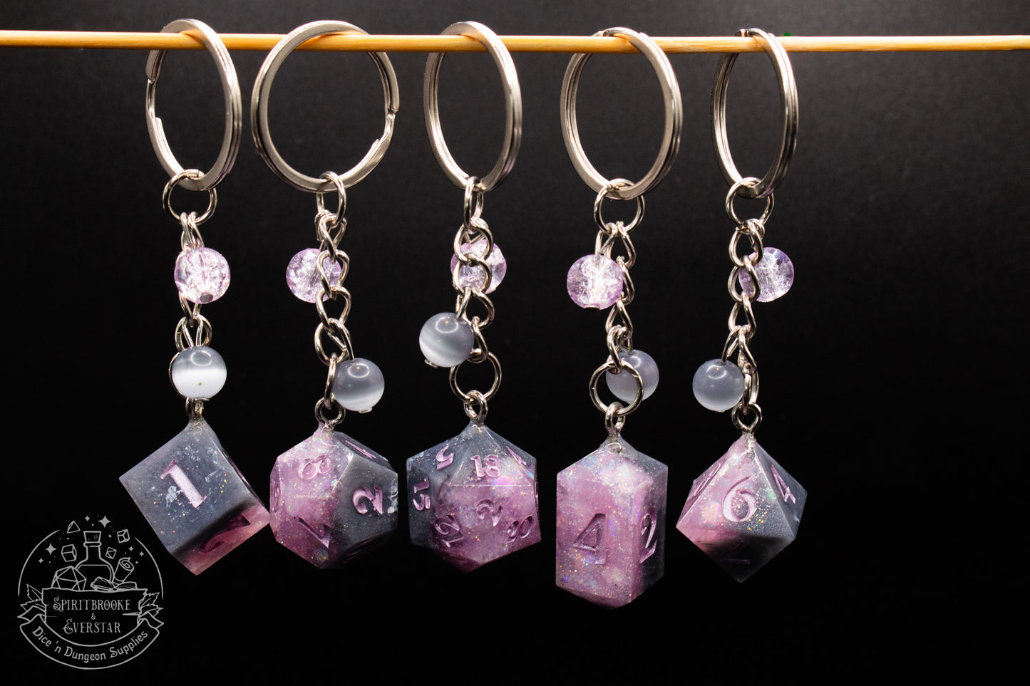 Petrified Pixie Dice Keychains