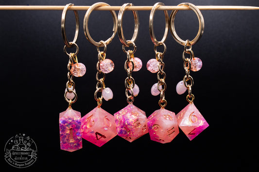 Pink Pixie Dice Keychains