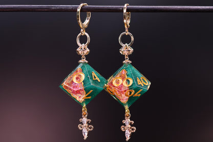 Heart of the Fey D10 and D100 Geode Earrings