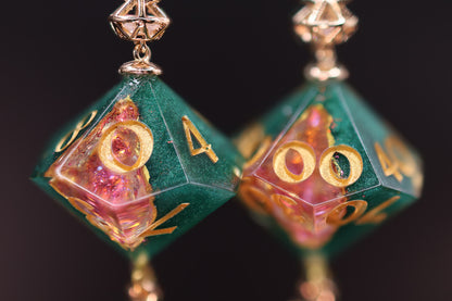 Heart of the Fey D10 and D100 Geode Earrings