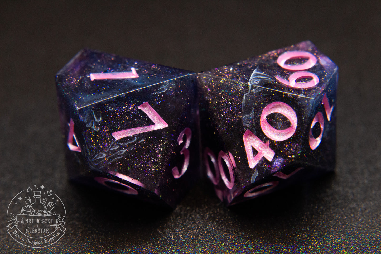 Black Pink Polyhedral Dice set