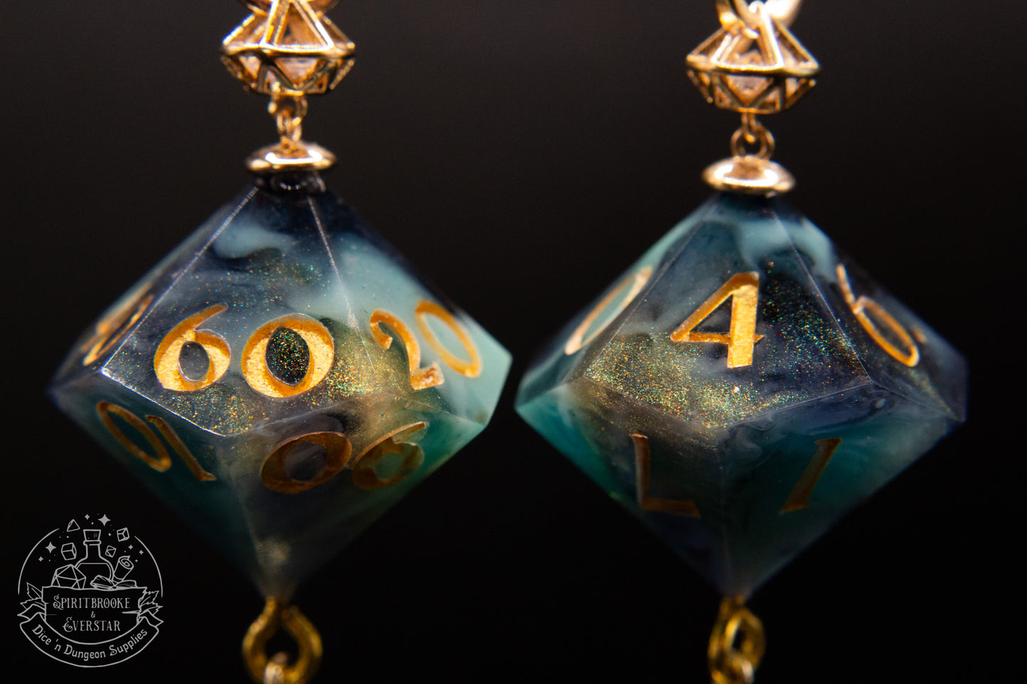 Astral Sea D10 + D100 Earrings