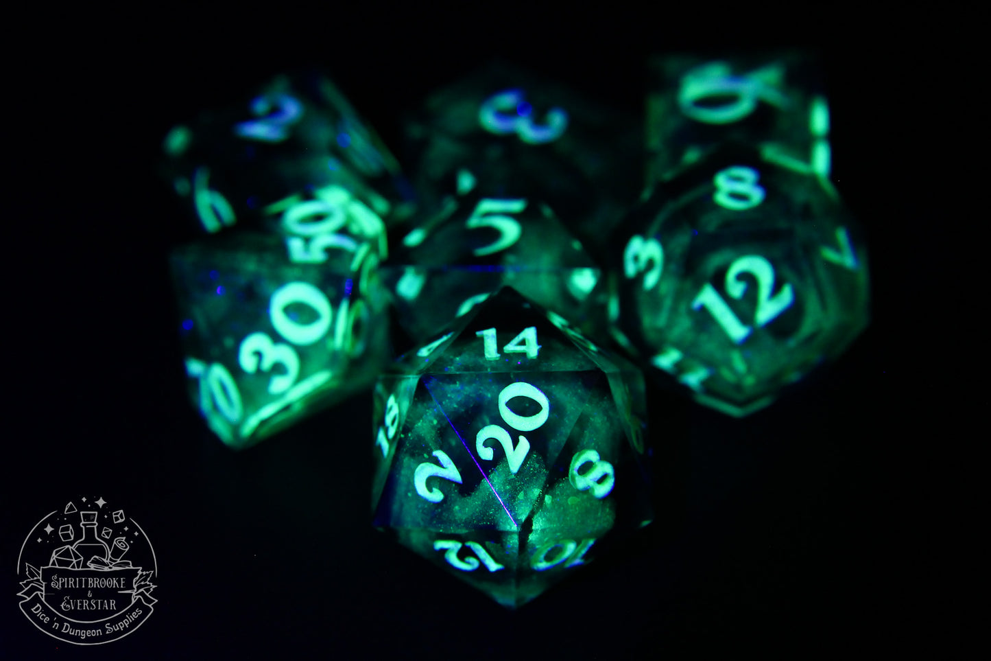 Northern Lights Glow in the Dark Polyhedral Dice set