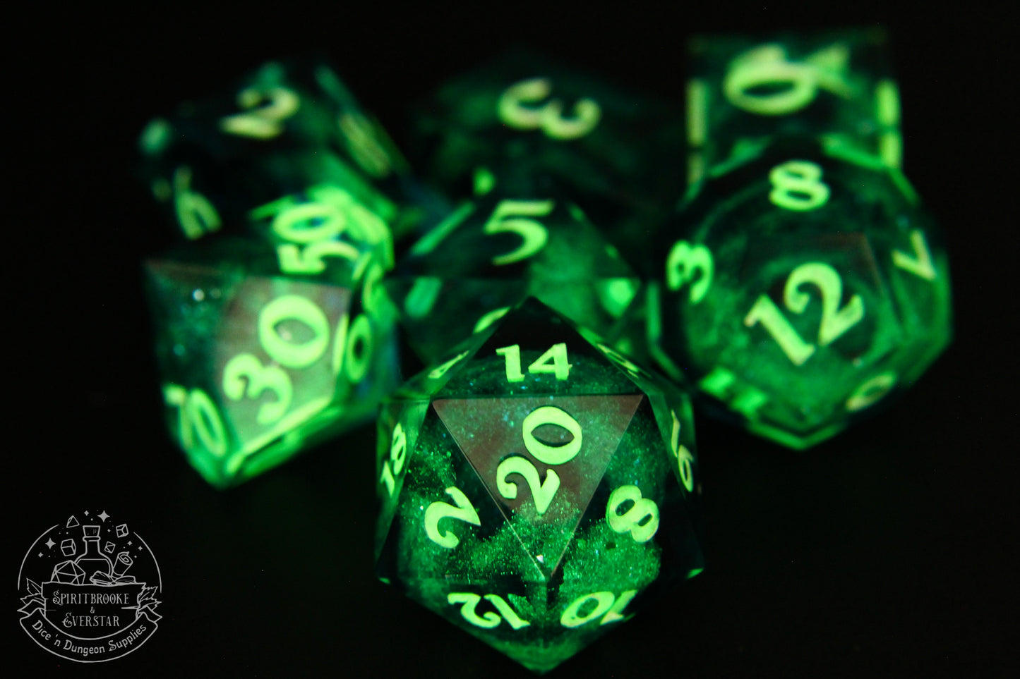 Northern Lights Glow in the Dark Polyhedral Dice set