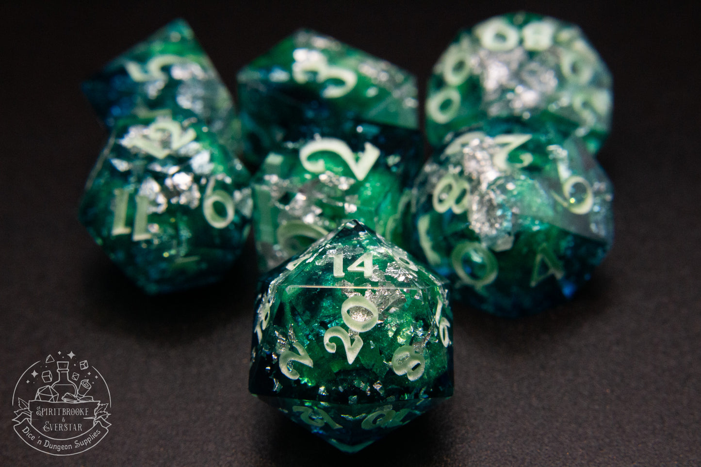 Northern Lights Xtra Glow in the Dark Polyhedral Dice set