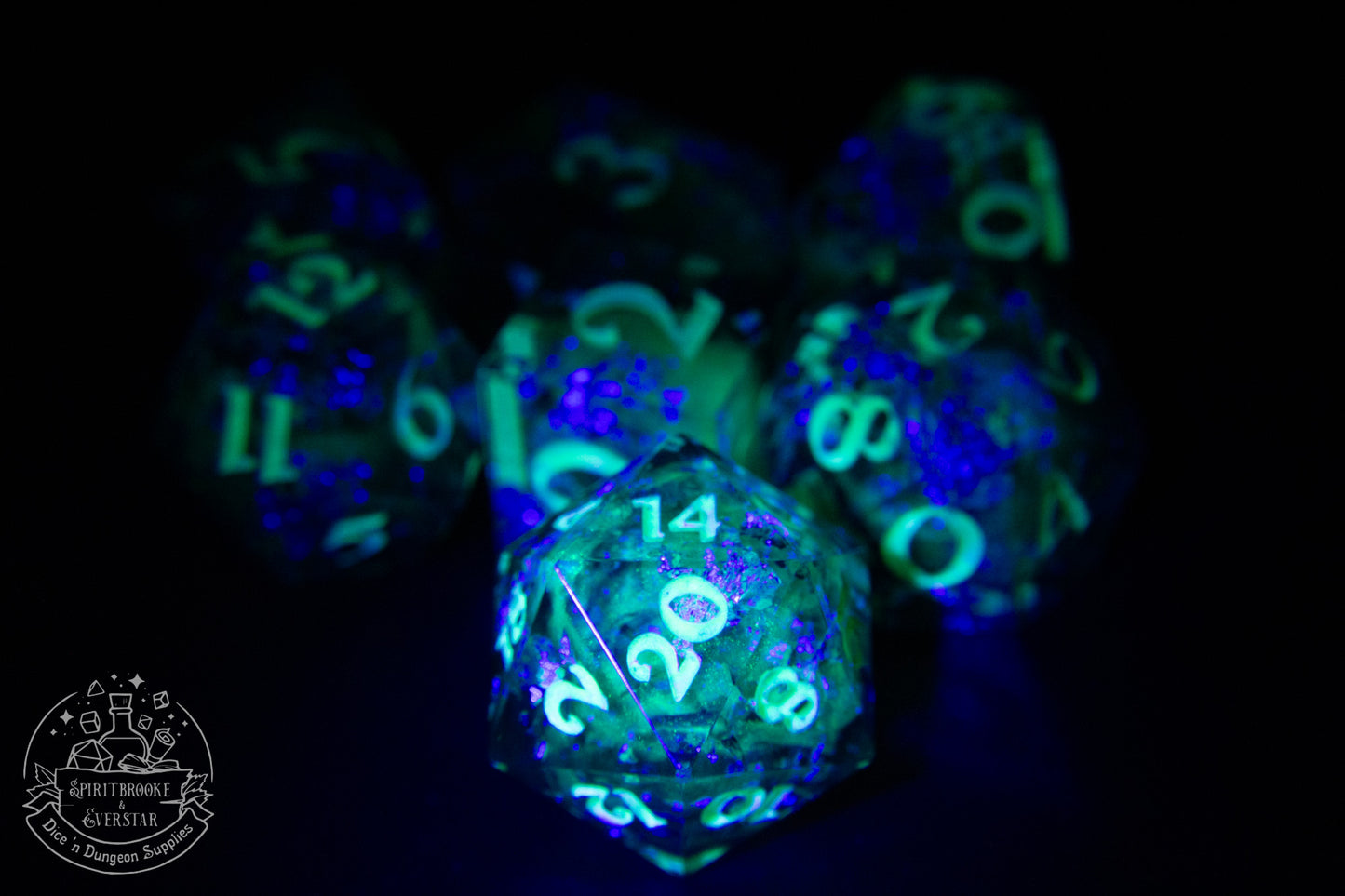 Northern Lights Xtra Glow in the Dark Polyhedral Dice set