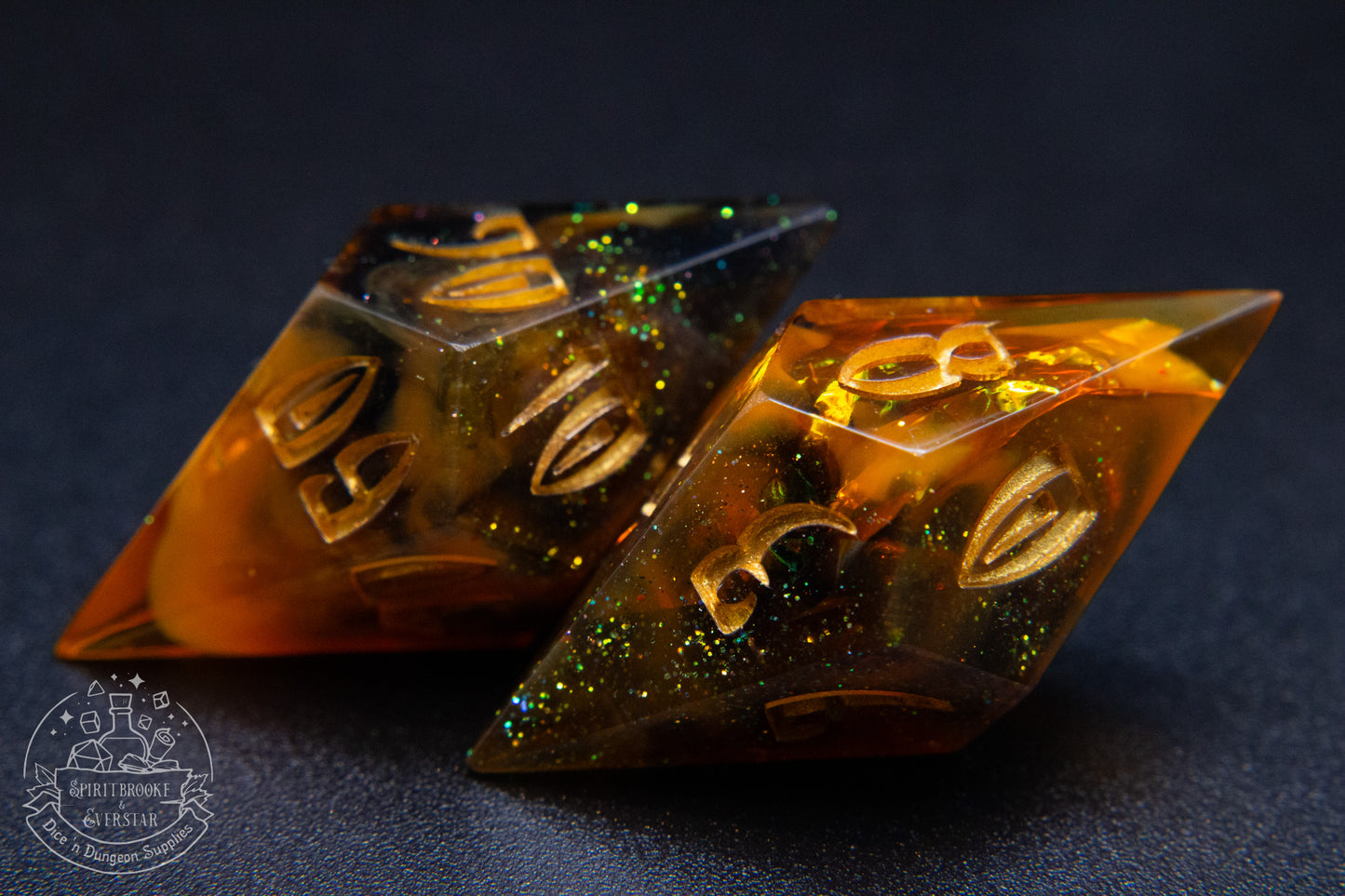 Cinderlight Pointy Polyhedral Dice set