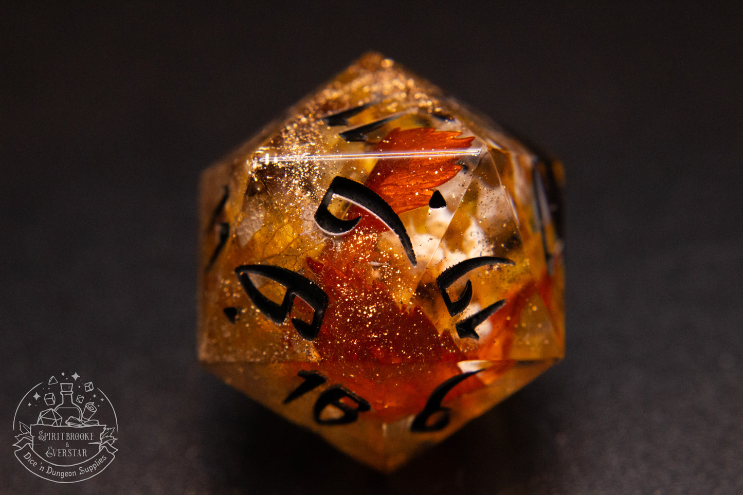 Pumpkin Spice Pointy Polyhedral Dice set