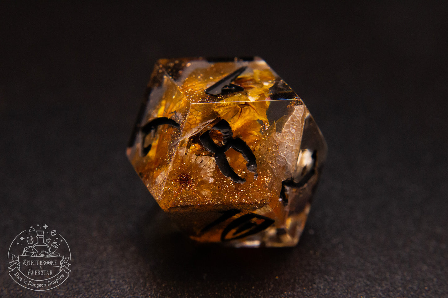 Pumpkin Spice Pointy Polyhedral Dice set
