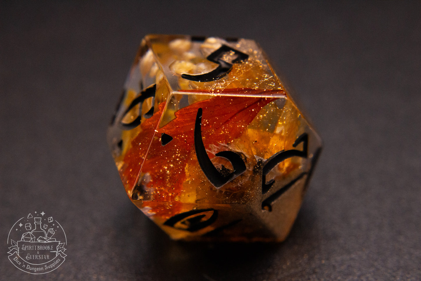 Pumpkin Spice Pointy Polyhedral Dice set
