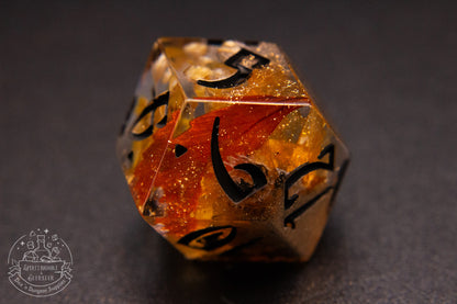 Pumpkin Spice Pointy Polyhedral Dice set