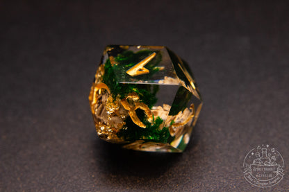 Golden Rot Pointy Polyhedral Dice set