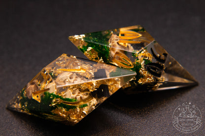 Golden Rot Pointy Polyhedral Dice set