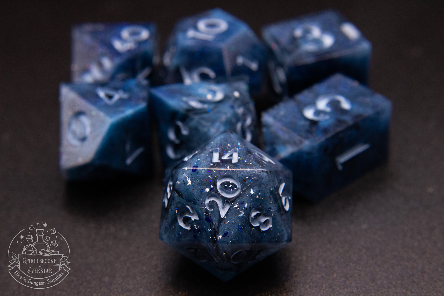 Cobaltalune Polyhedral Dice set