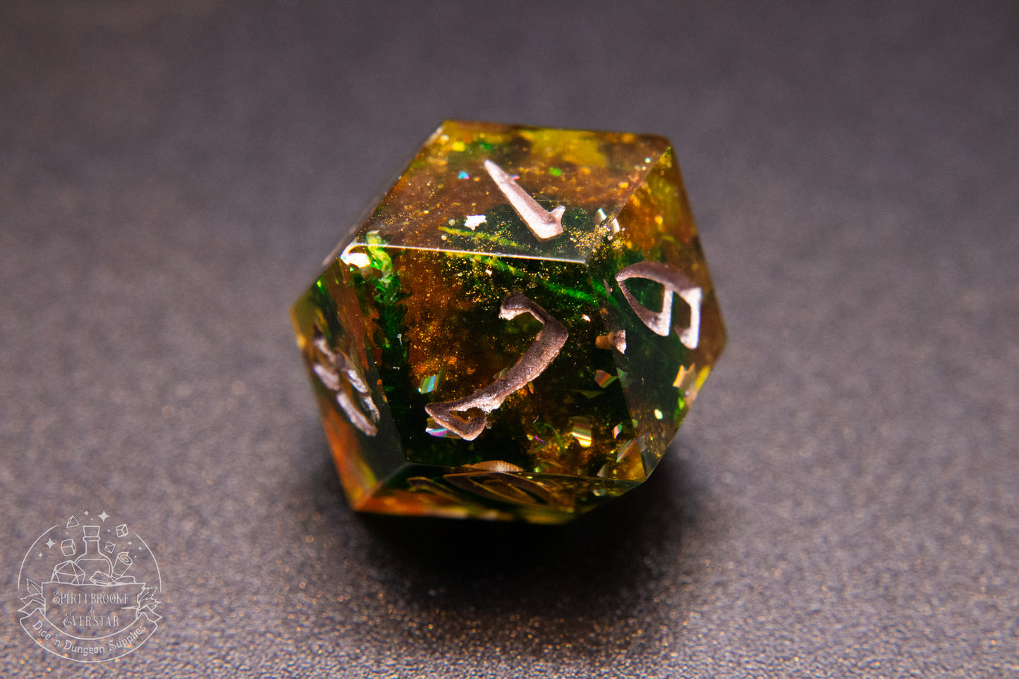 AmberMoss Pointy Polyhedral Dice set