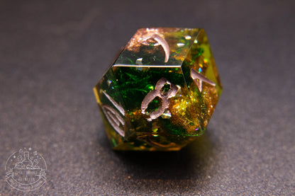 AmberMoss Pointy Polyhedral Dice set
