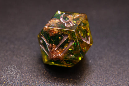 AmberMoss Pointy Polyhedral Dice set